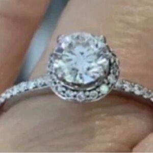 .95 CTW Round Cut Diamond Halo Engagement Ring 14k White Gold make offer